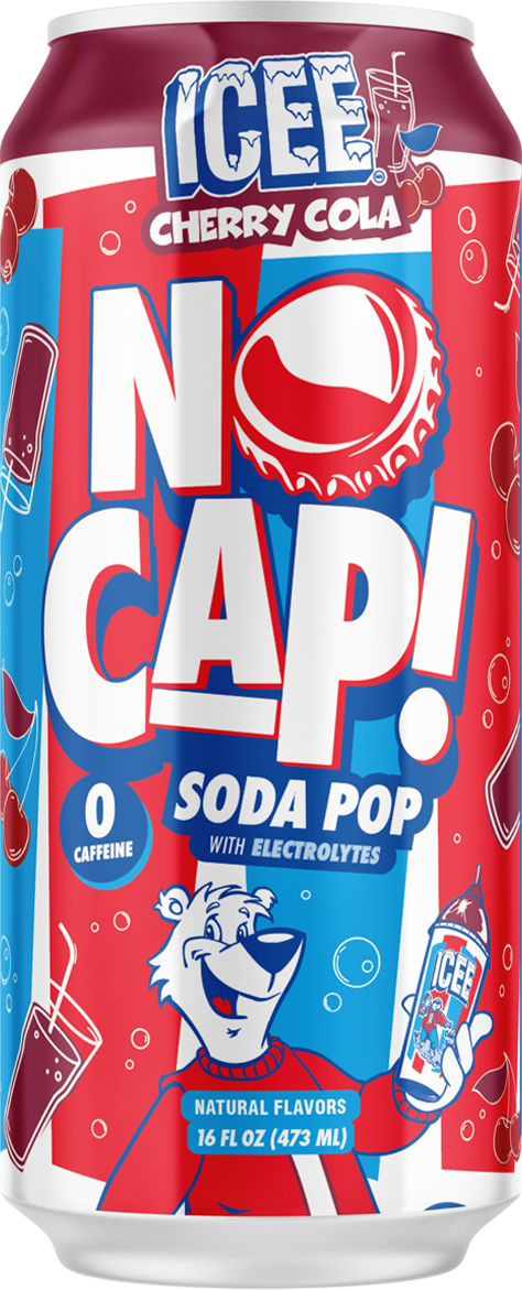 NO CAP! Soda Pop ICEE Cherry Cola, 16oz can, 12ct