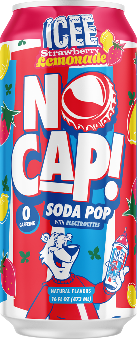 NO CAP! Soda Pop ICEE Strawberry Lemonade, 16oz can, 12ct