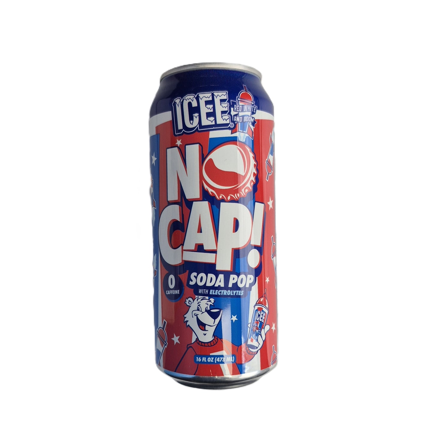 NoCap Soda - ICEE Red, White & Boom, 16oz can, 12ct