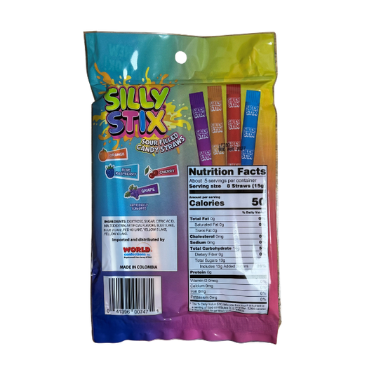 World's Silly Stix (pixy stix), 2.75oz Peg Bag, 24ct