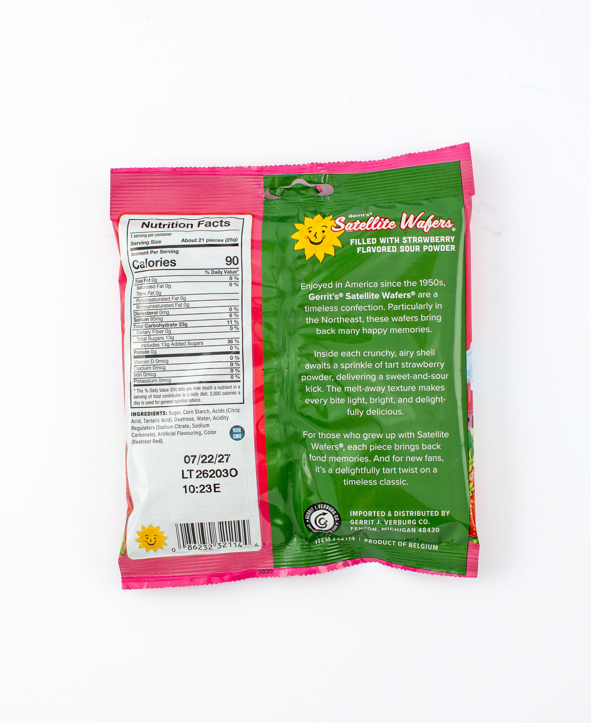 Satellite Wafers Strawberry Filled Extra Crunchy .88oz Peg Bag, 12ct