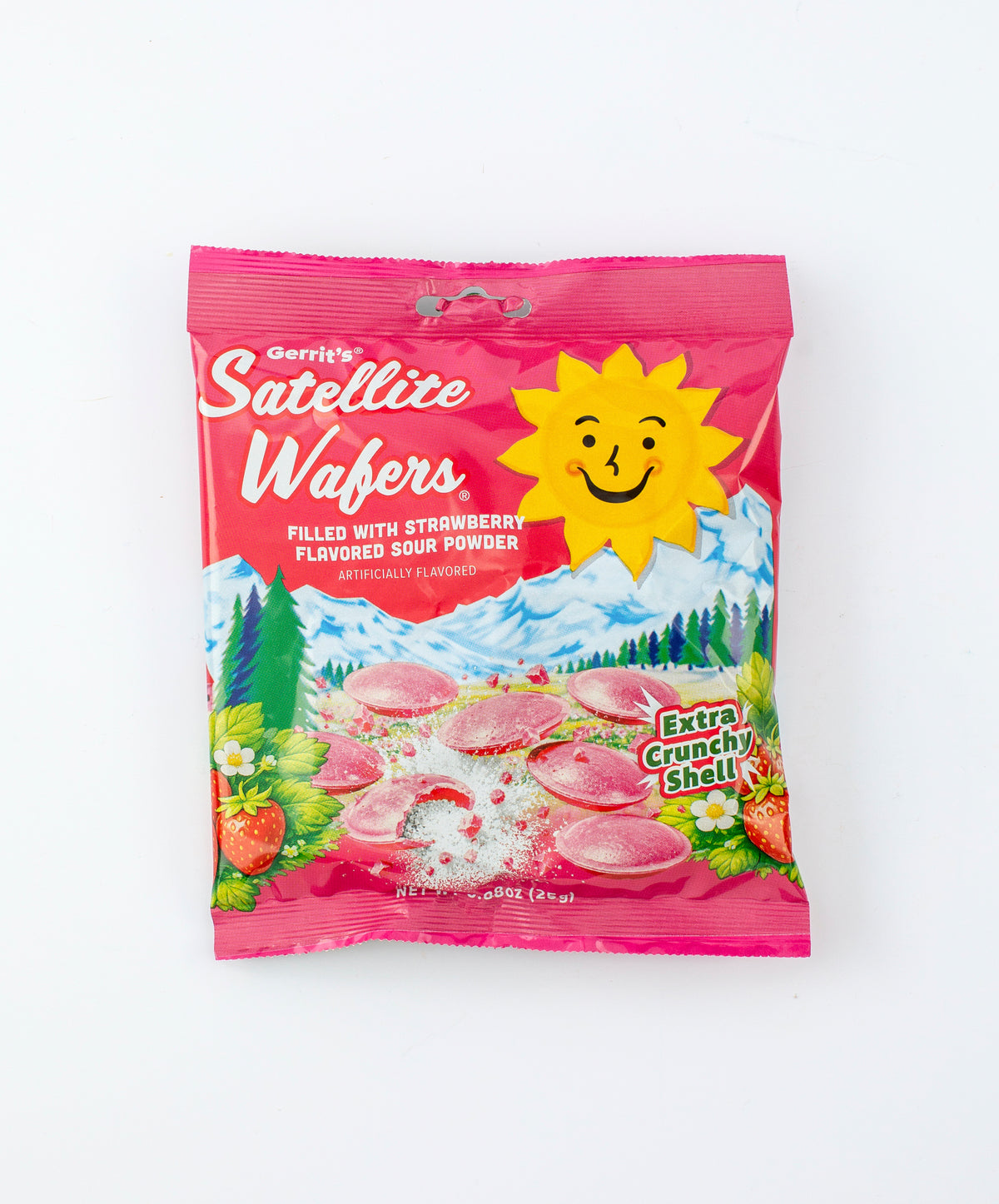 Satellite Wafers Strawberry Filled Extra Crunchy .88oz Peg Bag, 12ct