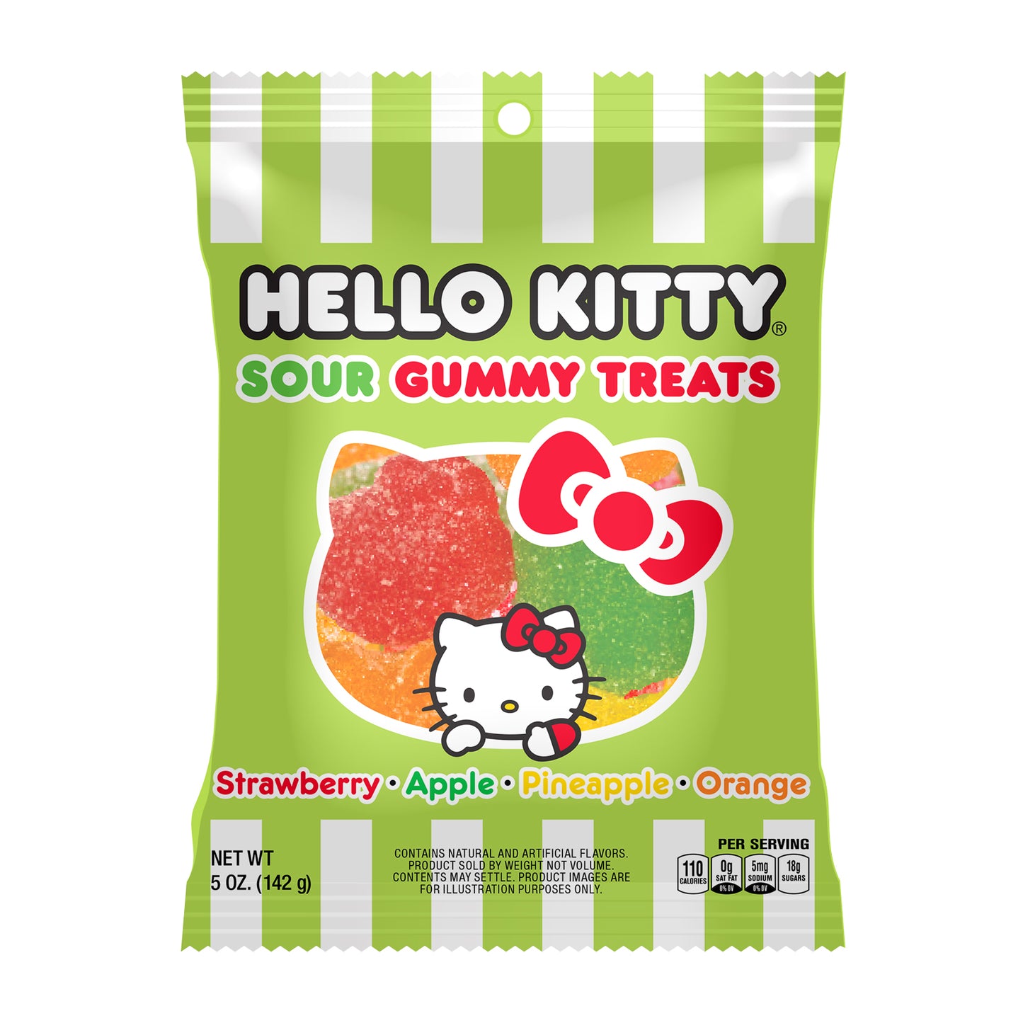 Hello Kitty Sour Gummy Treats, 5oz Peg Bag, 12ct