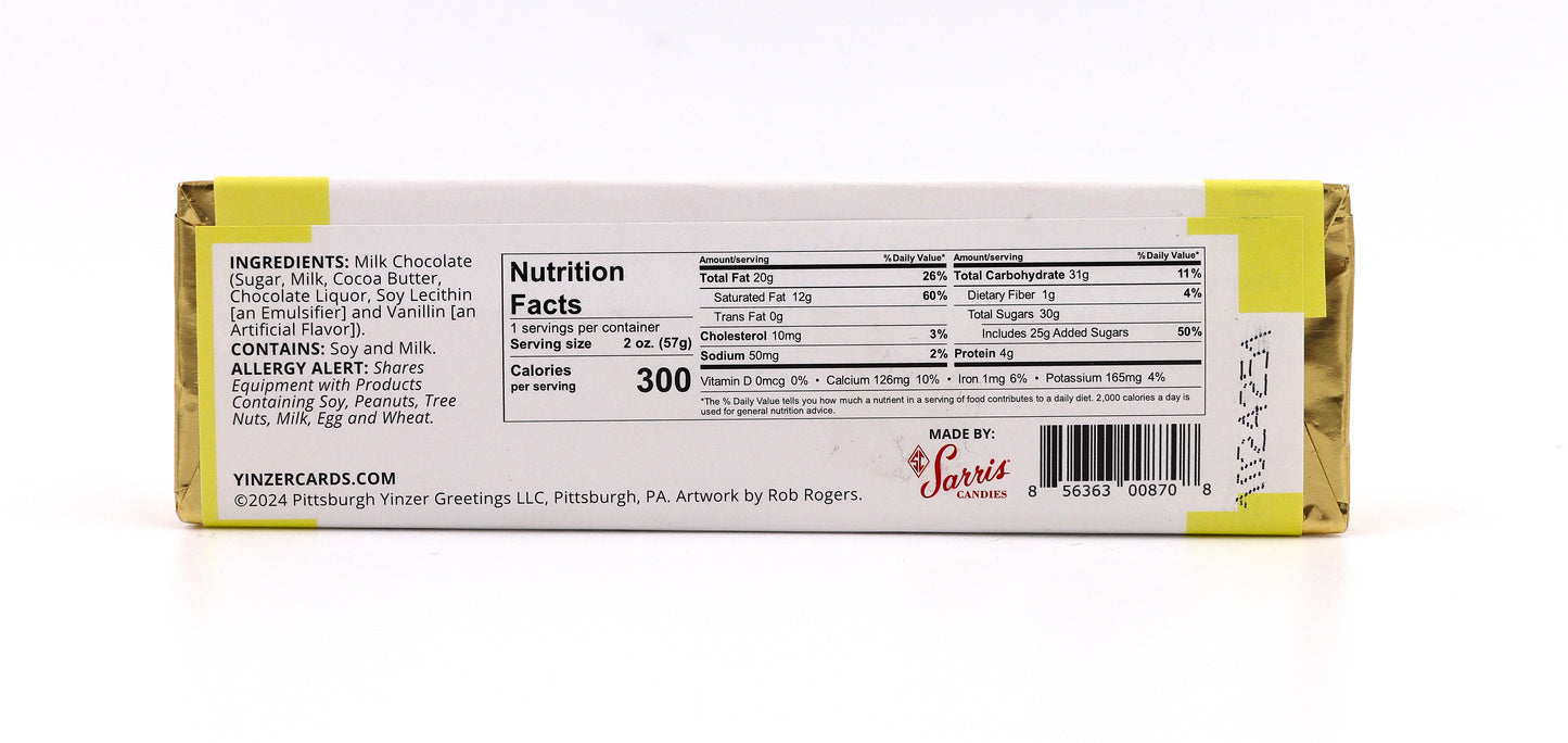Pittsburgh Yinzer Bar, Enjoy the View, Milk Choc, 2oz, 36ct
