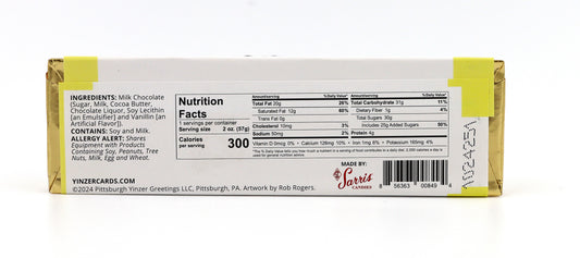 Pittsburgh Yinzer Bar, Inclined to Satisfy, Milk Choc, 2oz, 36ct