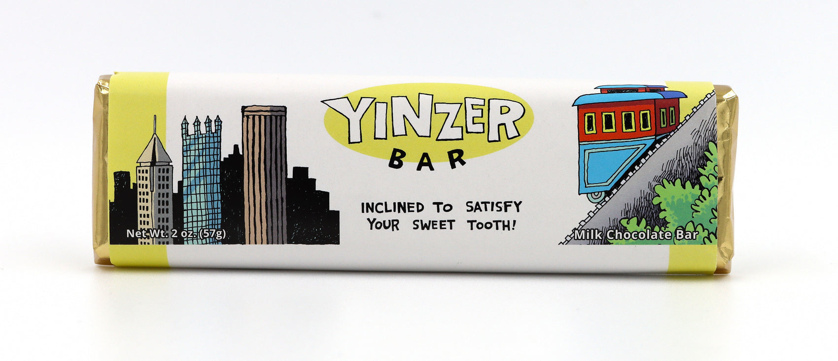 Pittsburgh Yinzer Bar, Inclined to Satisfy, Milk Choc, 2oz, 36ct