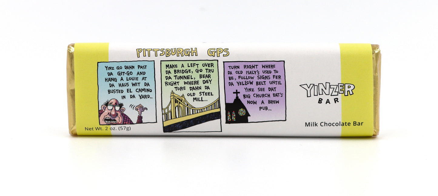 Pittsburgh Yinzer Bar, Pittsburgh GPS, Milk Choc, 2oz, 36ct