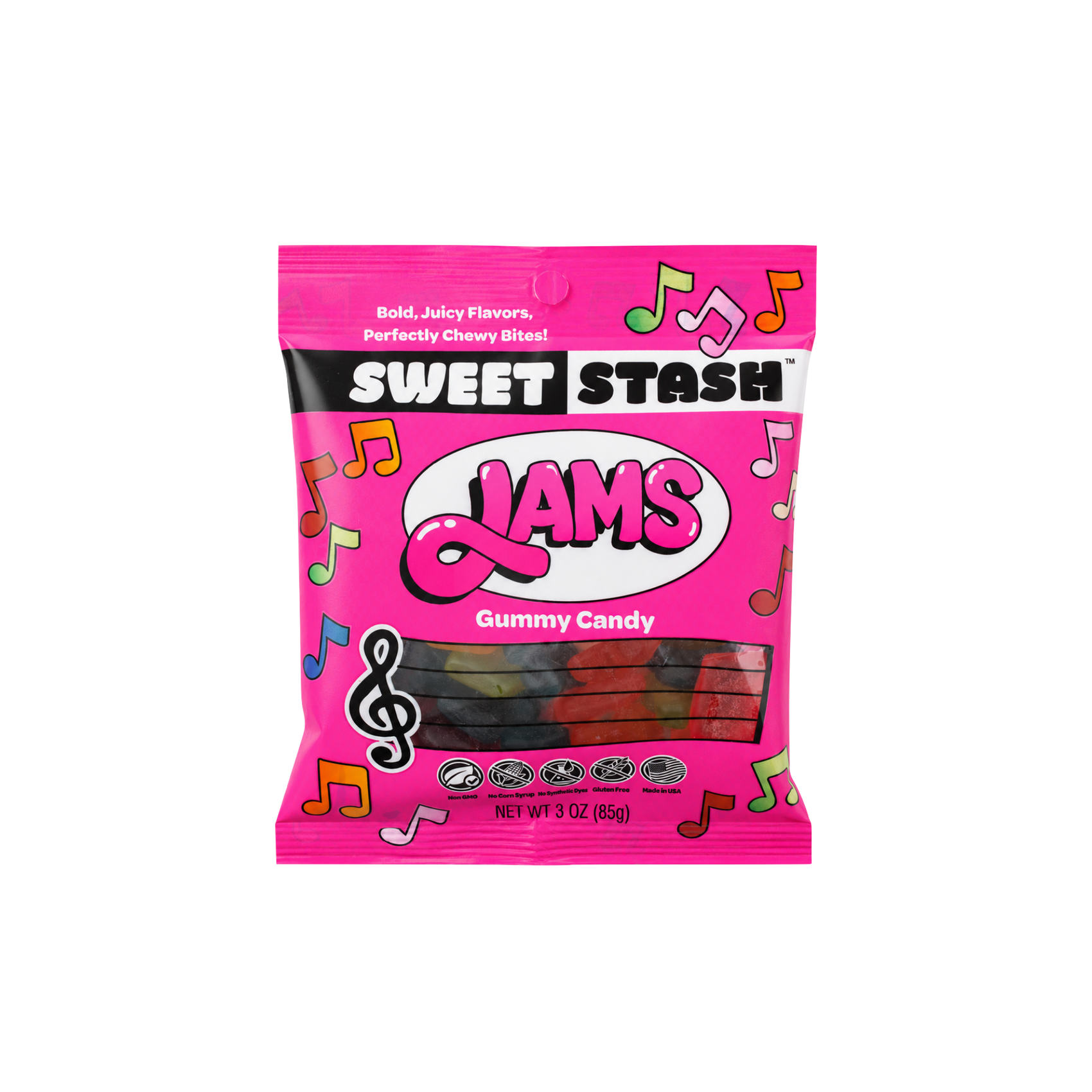 Sweet Stash Jams, Original Gummy Candy 3oz, 12ct