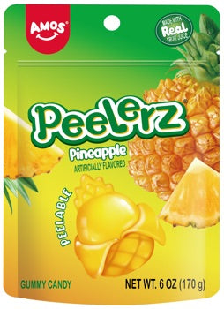 Amos Peelerz Gummy Pineapple 6oz Bag, 12ct