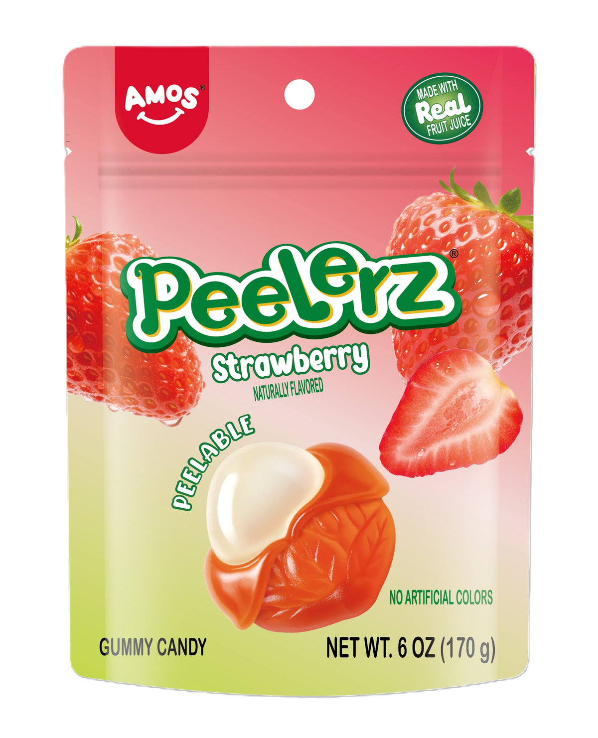 Amos Gummy Peelerz Strawberry 6oz, 12ct