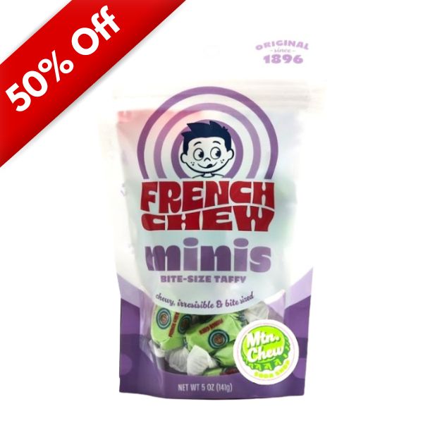 French Chew Minis Bite-Size Taffy Mtn. Chew 5oz, 12ct, BBD 8/21/26