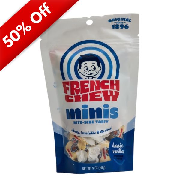 French Chew Minis Bite-Size Taffy Vanilla 5oz, 12ct, BBD 8/21/26