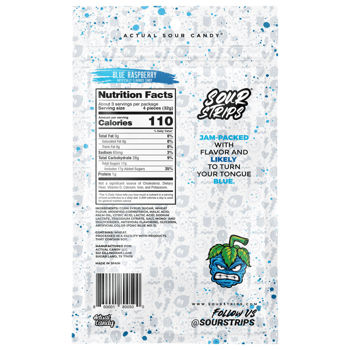 Sour Strips Blue Raspberry 3.4oz Peg Bag, 12ct