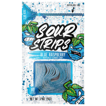 Sour Strips Blue Raspberry 3.4oz Peg Bag, 12ct