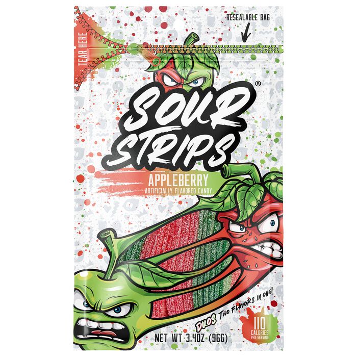 Sour Strips Duos Appleberry 3.4oz Peg Bag, 12ct
