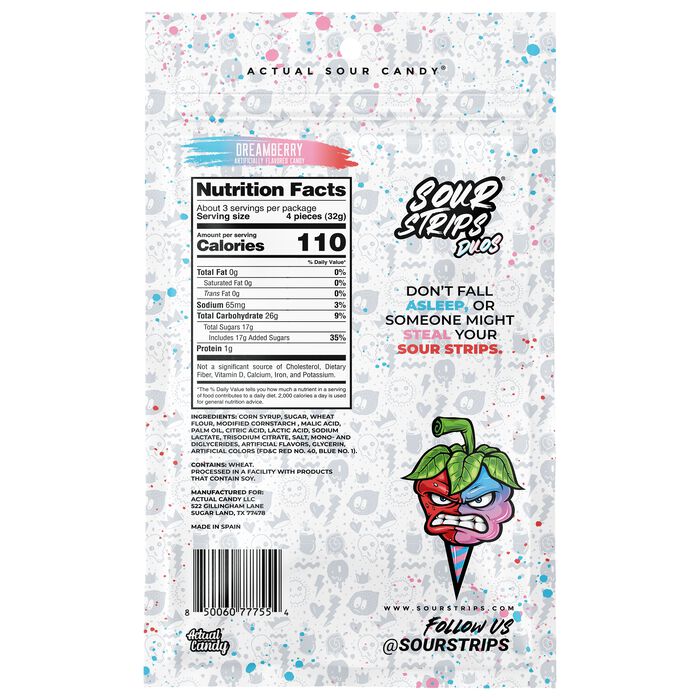 Sour Strips Duos Dreamberry 3.4oz Peg Bag, 12ct