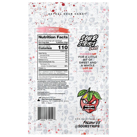 Sour Strips Duos Lemonberry 3.4oz Peg Bag, 12ct