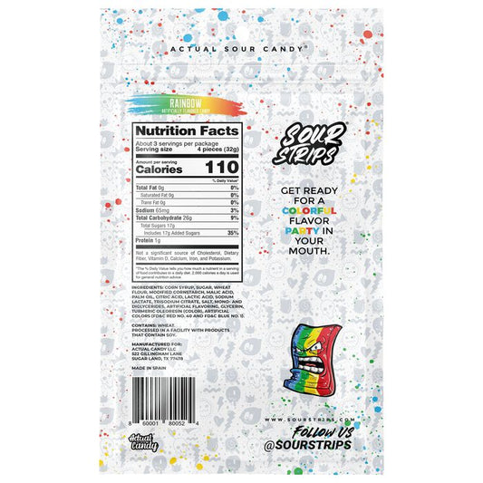 Sour Strips Rainbow 3.4oz Peg Bag, 12ct