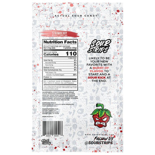 Sour Strips Strawberry 3.4oz Peg Bag, 12ct