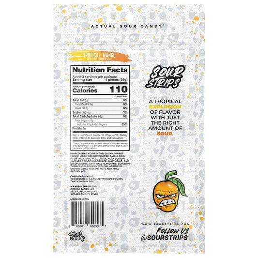 Sour Strips Tropical Mango 3.4oz Peg Bag, 12ct