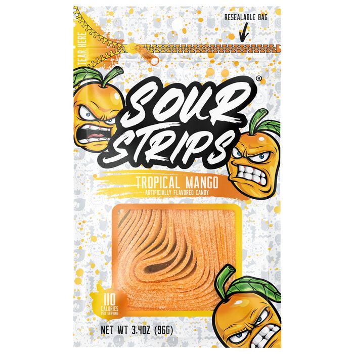 Sour Strips Tropical Mango 3.4oz Peg Bag, 12ct