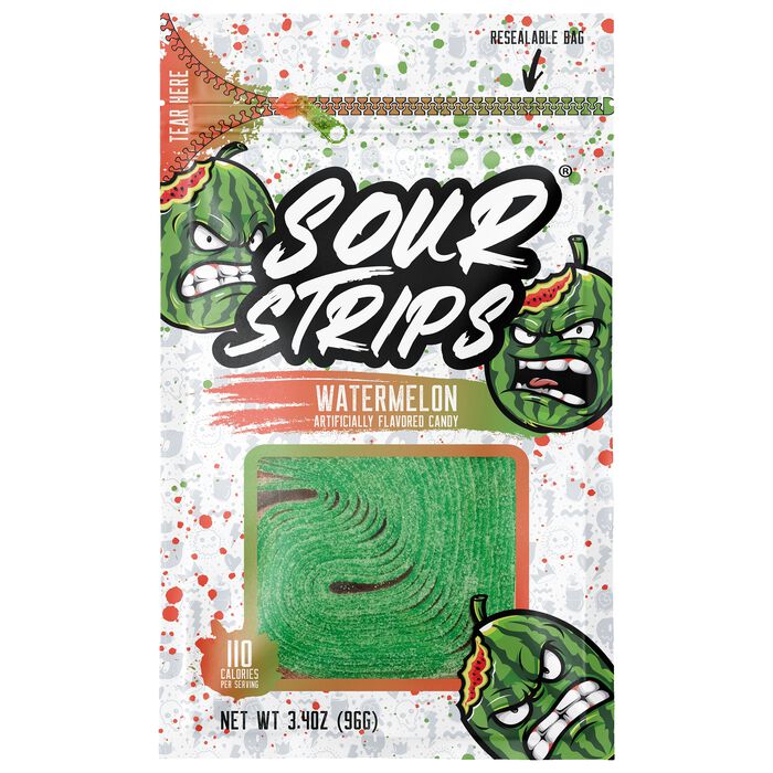 Sour Strips Watermelon 3.4oz Peg Bag, 12ct