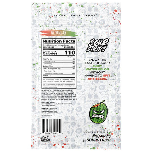 Sour Strips Watermelon 3.4oz Peg Bag, 12ct
