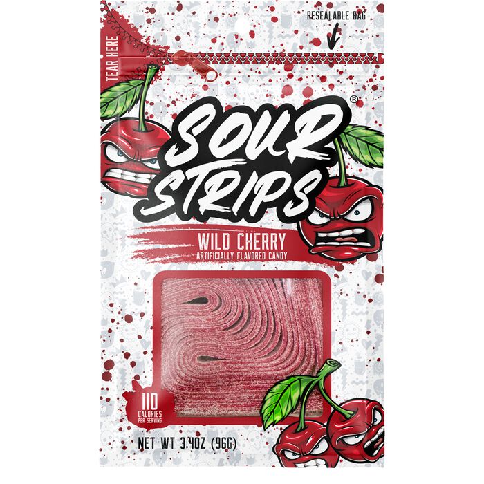 Sour Strips Wild Cherry 3.4oz Peg Bag, 12ct