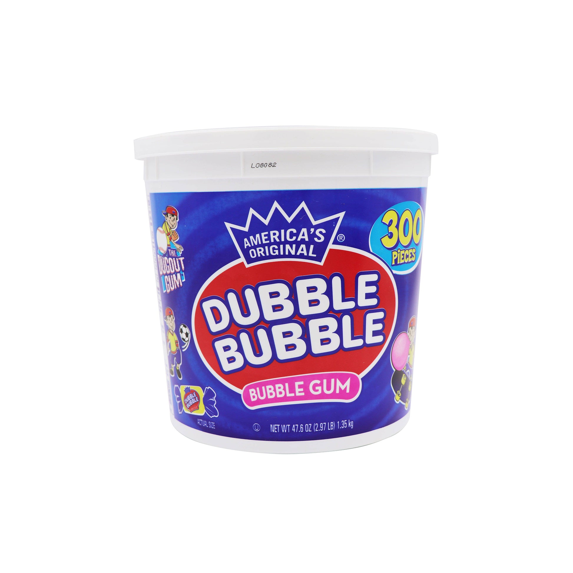 Dubble Bubble Regular Bubble Gum Tub, 300ct