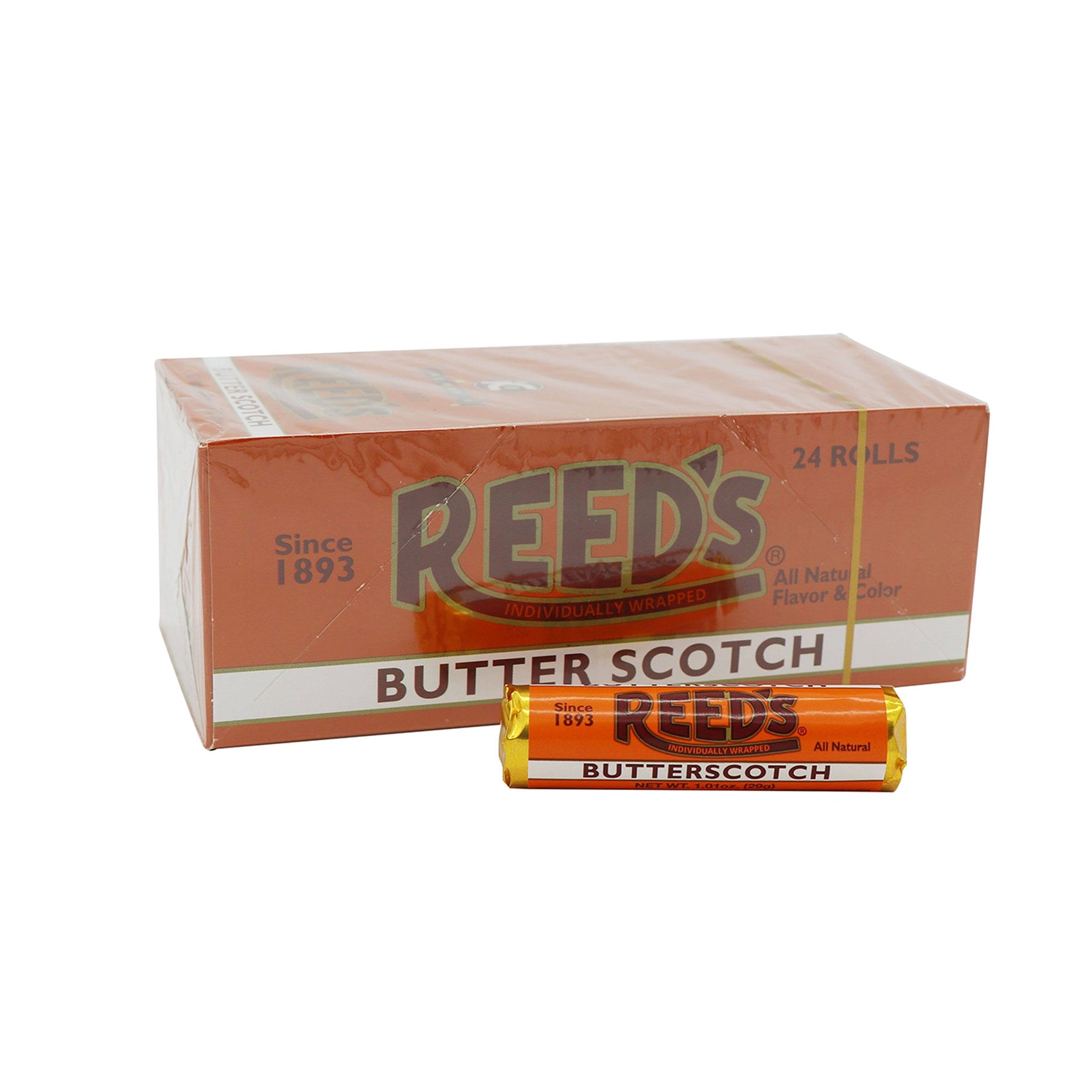Reed's Candy Rolls Butterscotch, 24ct
