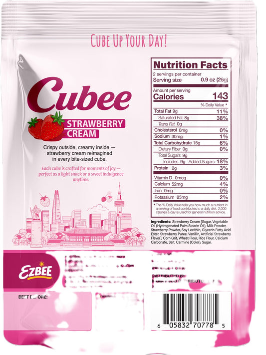 Cubee Strawberry Cream Cube Snack 1.83oz, 16ct Box