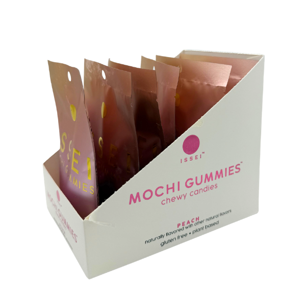 Issei Mochi Gummies, Peach Chewy Candies 2oz, 6ct