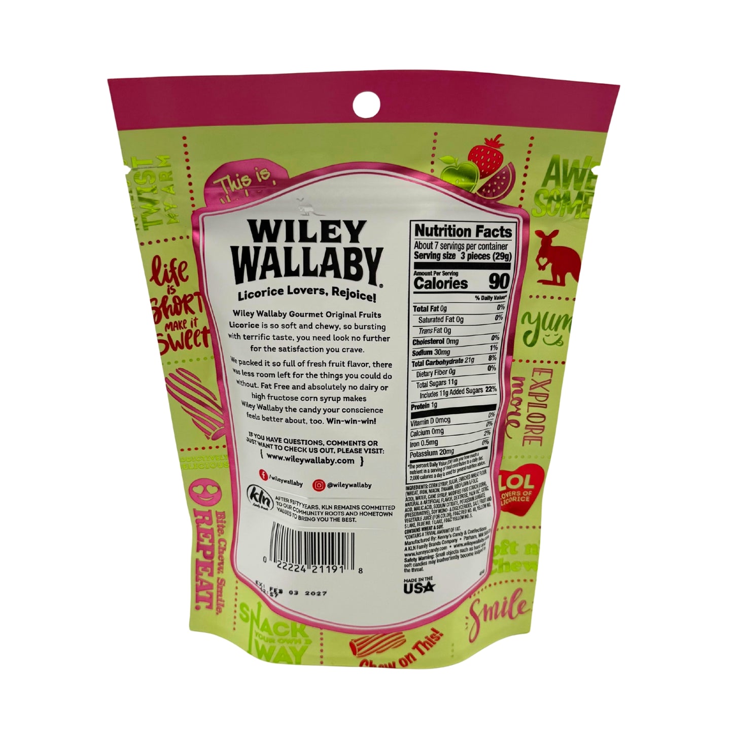 Wiley Wallaby Original Fruits Flavored Licorice 7.05oz, 8ct
