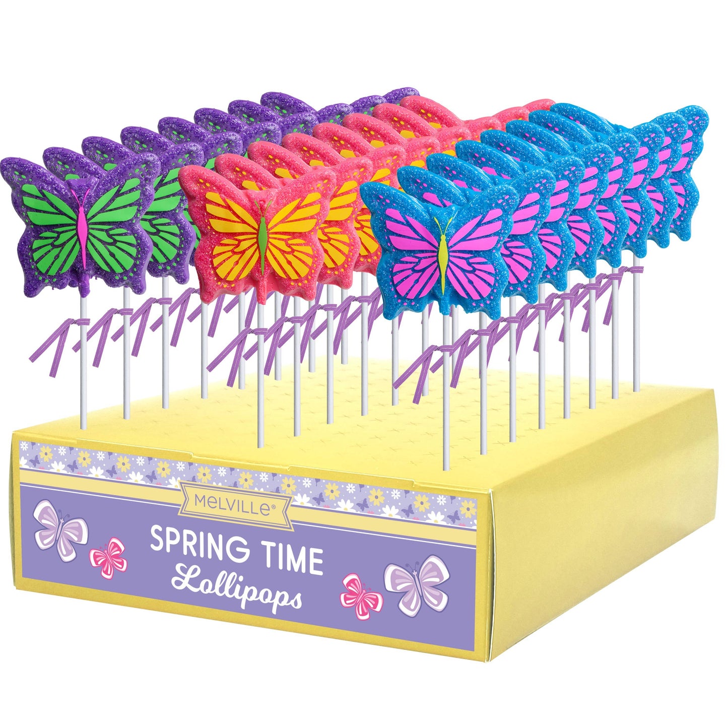 Melville Butterfly Assorted Hard Candy Lollipop, 1oz, 24ct