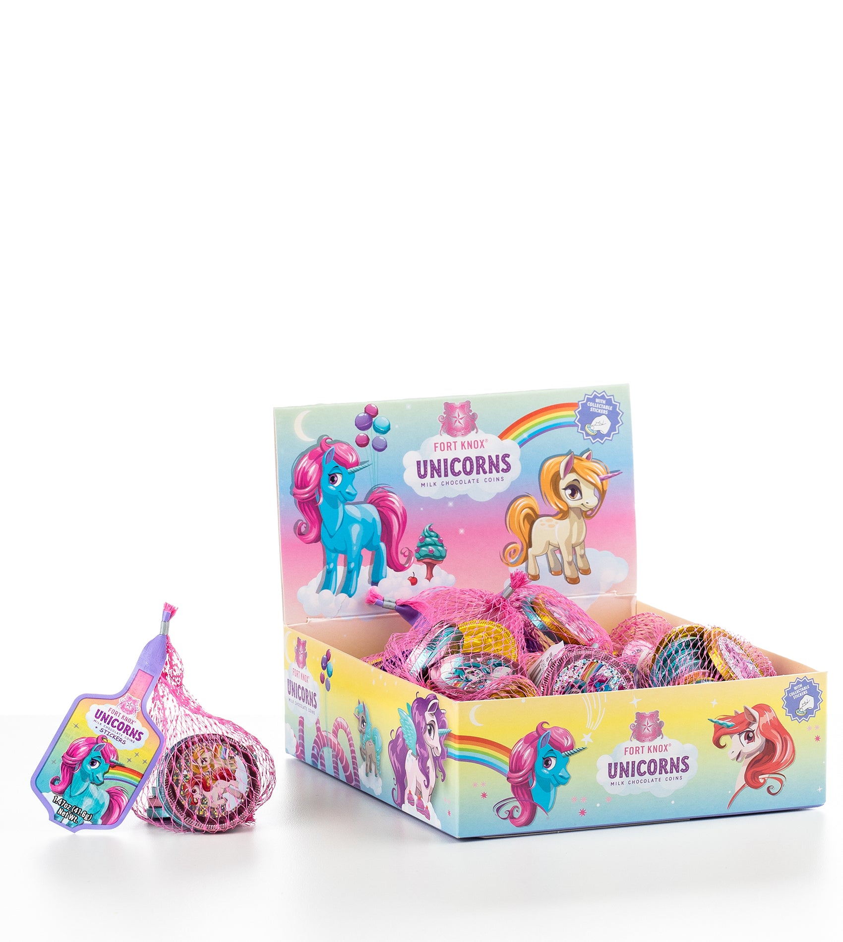 Fort Knox Chocolate Unicorn Coins, 1.47oz Mesh Bag, 18ct