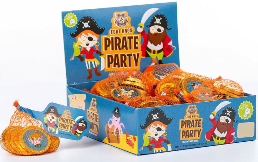 Fort Knox Chocolate Pirate Coins, 1.47oz Mesh Bag, 18ct