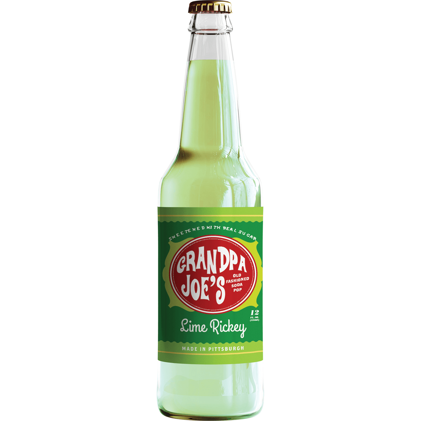 Grandpa Joe's Lime Ricky Soda, 12oz Glass Bottle 12ct