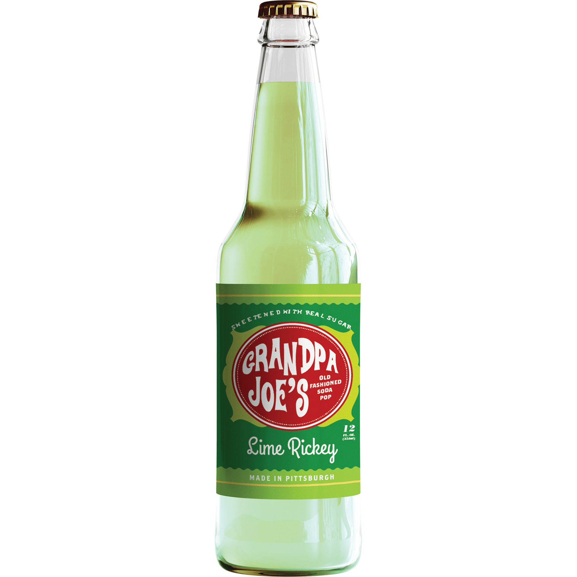 Grandpa Joe's Lime Ricky Soda, 12oz Glass Bottle 12ct