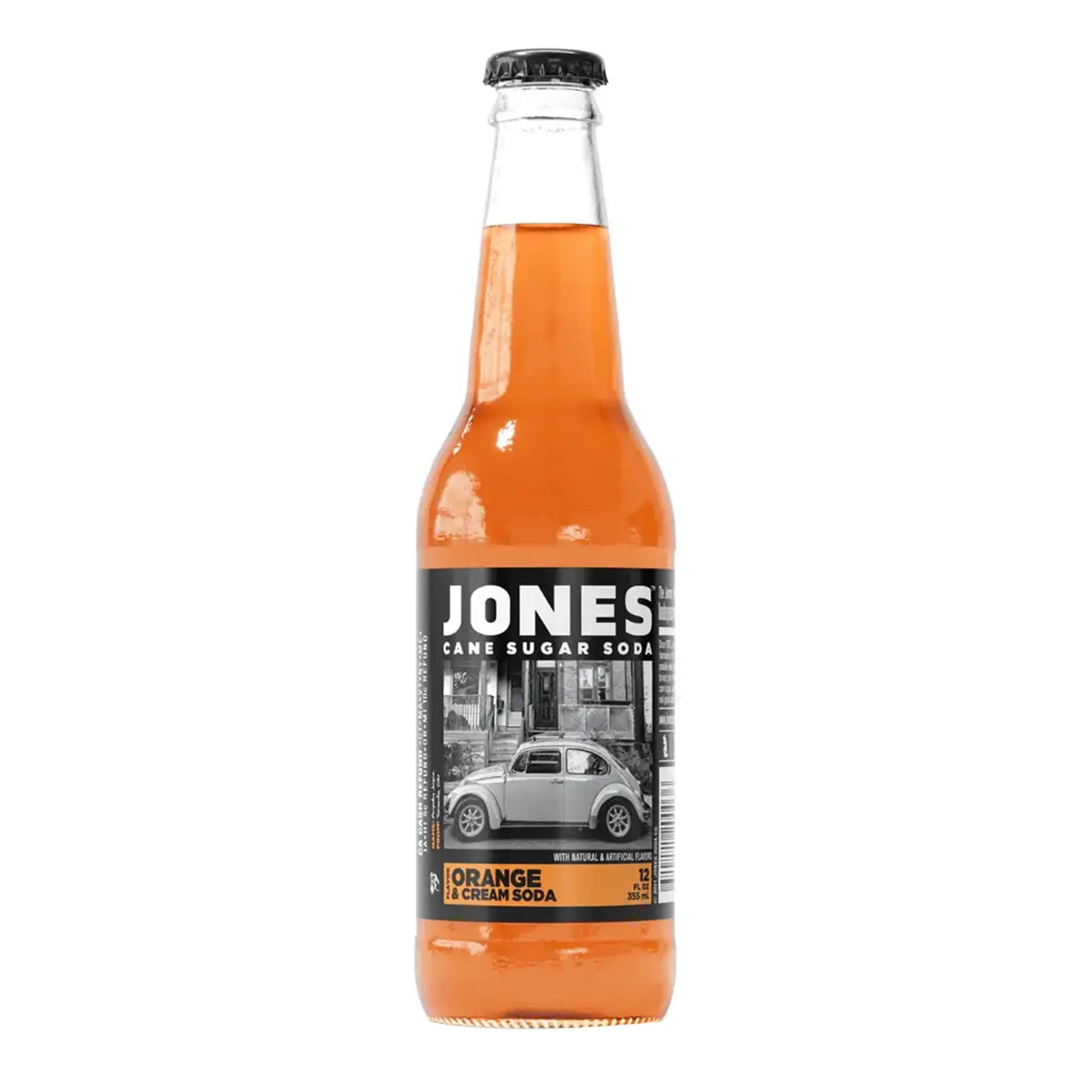Jones Orange & Cream Cane Sugar Soda, 12ct Glass Bottles