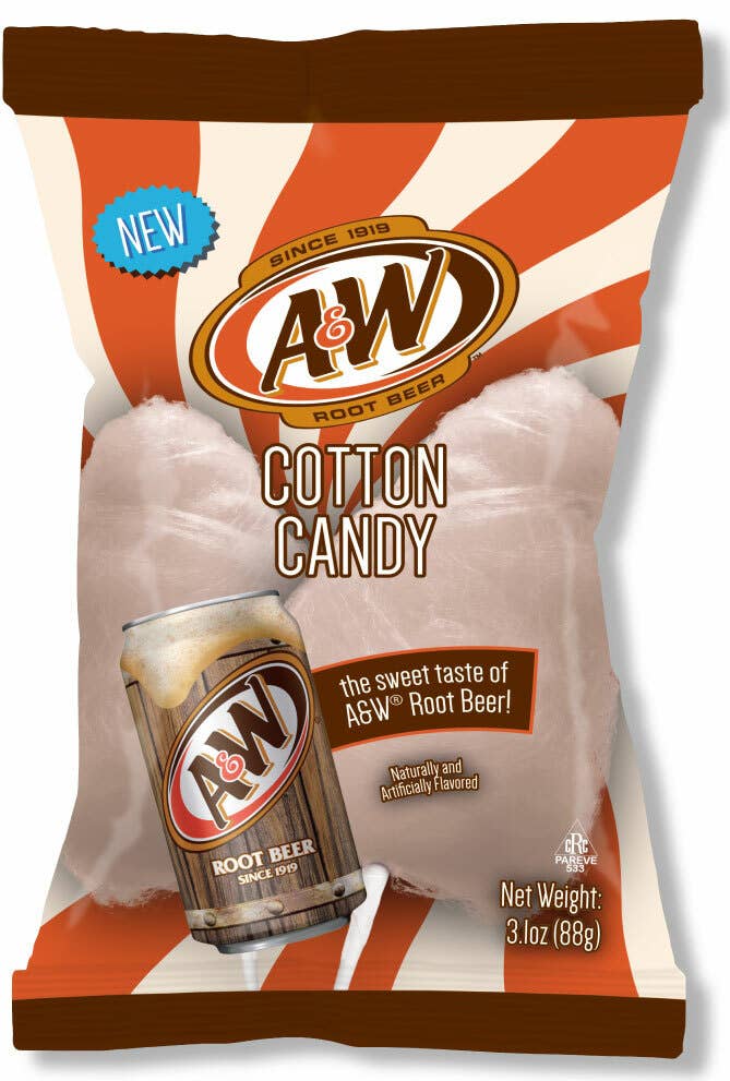 A&W Root Beer Cotton Candy, 3.1oz bag, 12ct