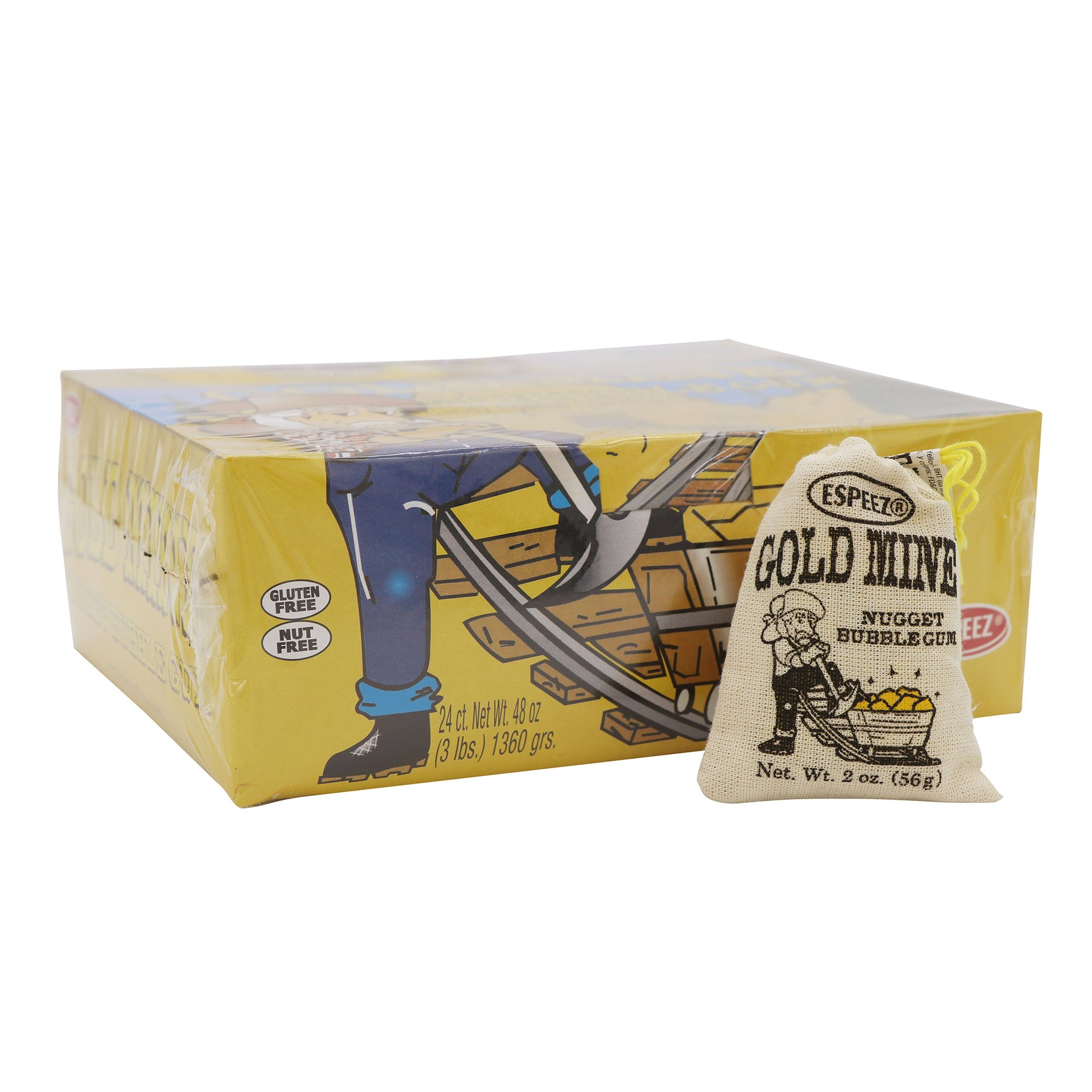 Espeez Gold Mine Rock Bubble Gum, 24ct