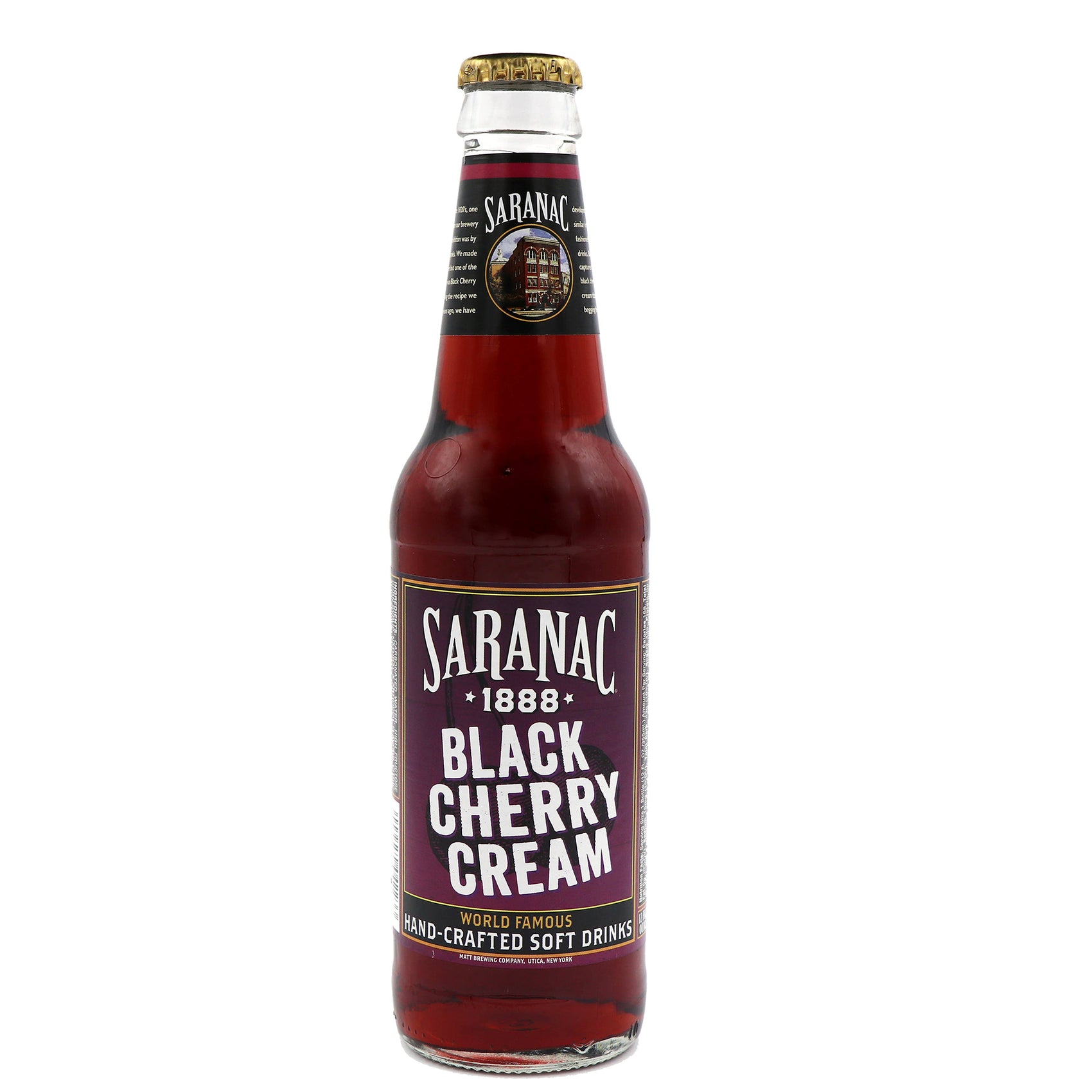 Saranac Black Cherry Cream Soda, 12oz Glass Bottle 12ct
