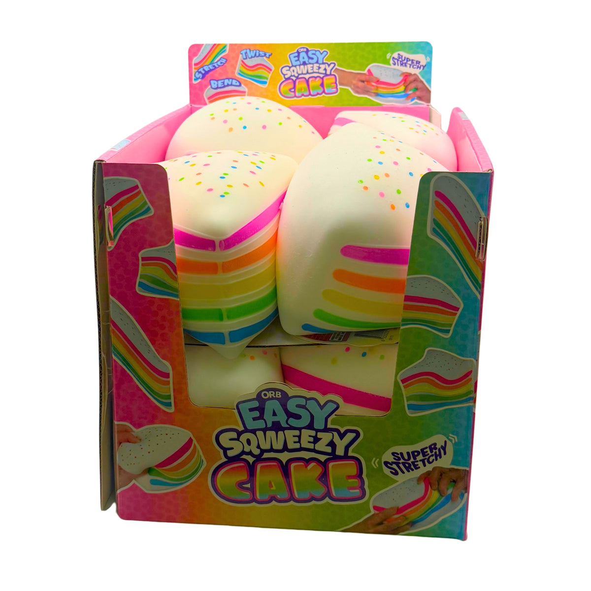 ORB Easy Sqweezy Rainbow Cake, Jumbo Squish, 8ct
