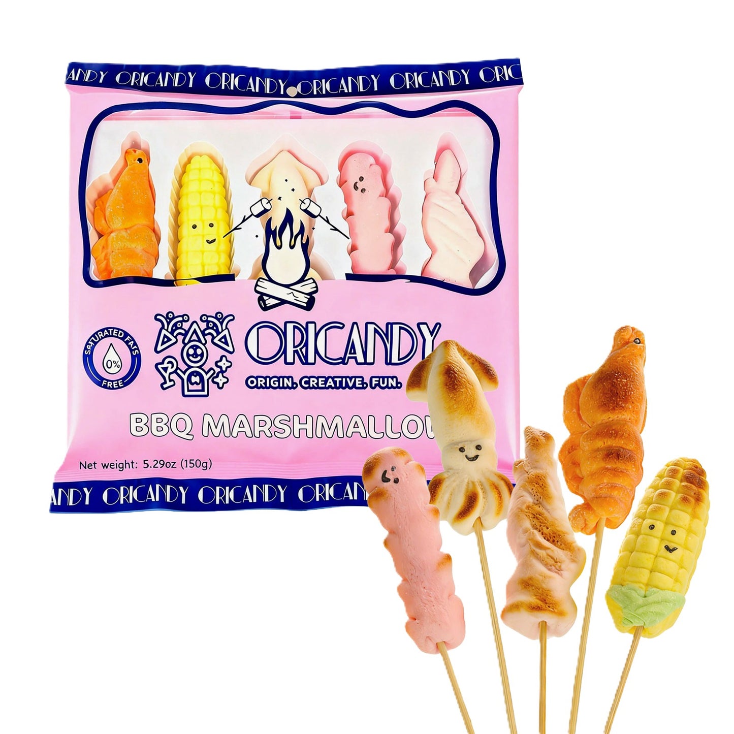 Limited Import - Oricandy BBQ Marshmallow Skewers 5pc Pack, 12ct