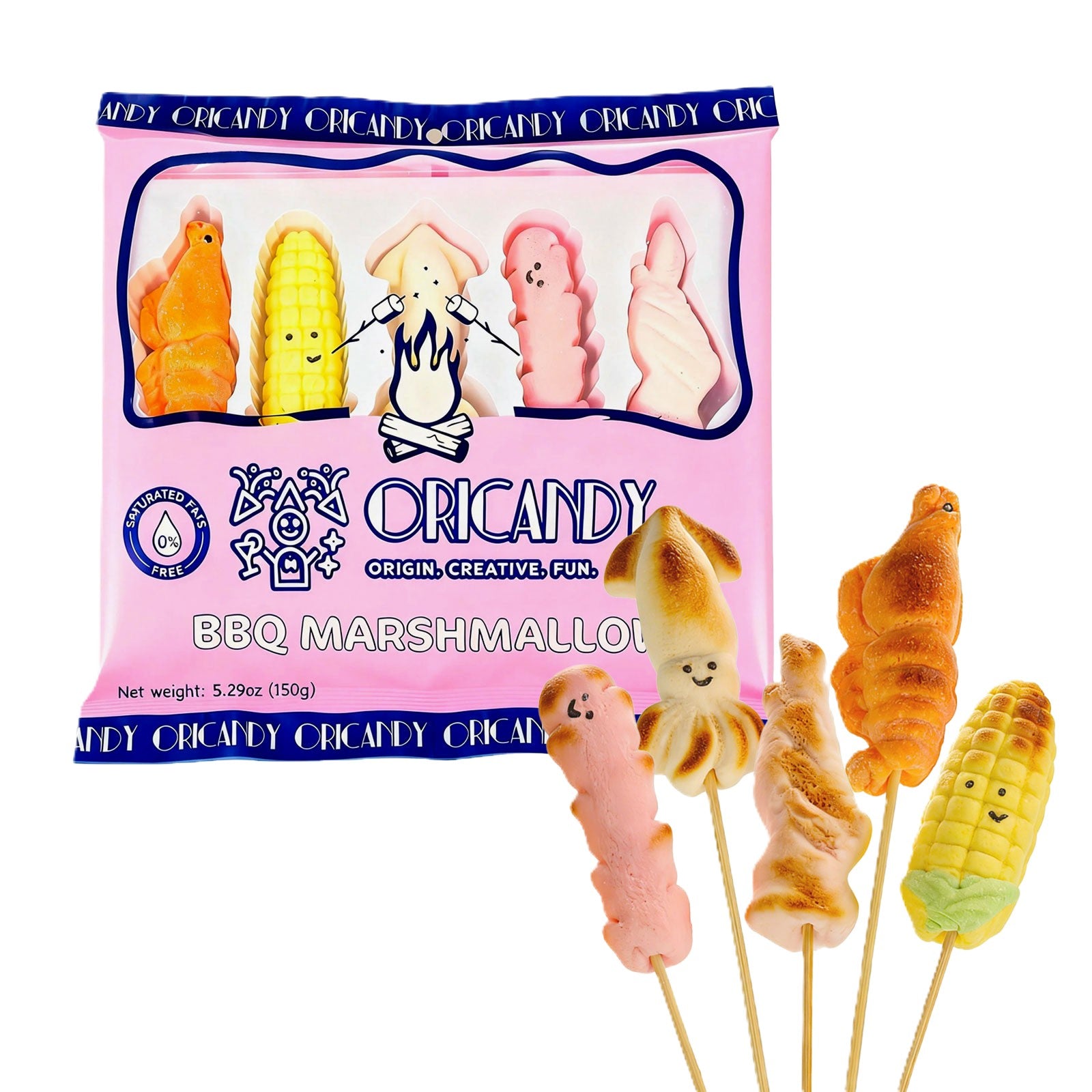 Limited Import - Oricandy BBQ Marshmallow Skewers 5pc Pack, 12ct