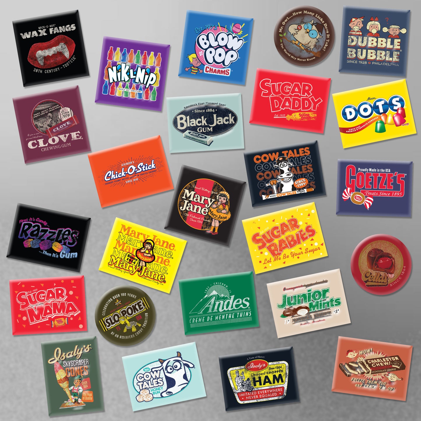 25 Pack, Assorted Licensed Candy Magnets