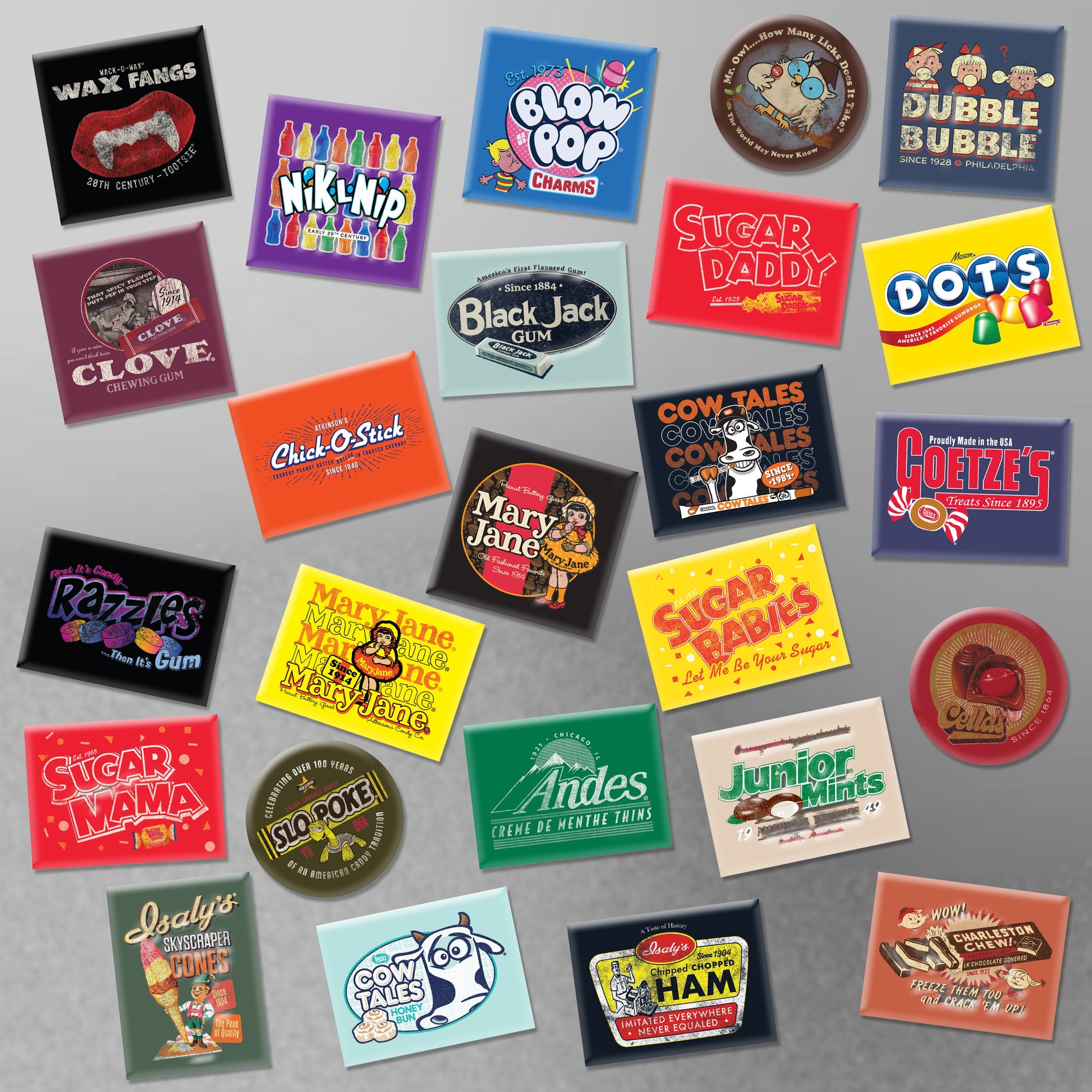 25 Pack, Assorted Licensed Candy Magnets