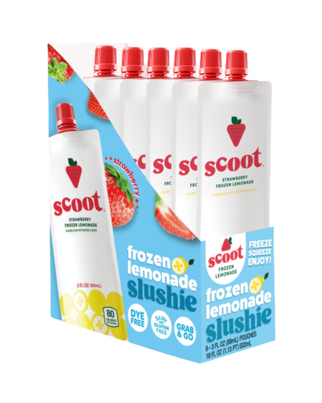 Scoot Frozen Strawberry Lemonade Slushie 3oz Pouch, 6ct
