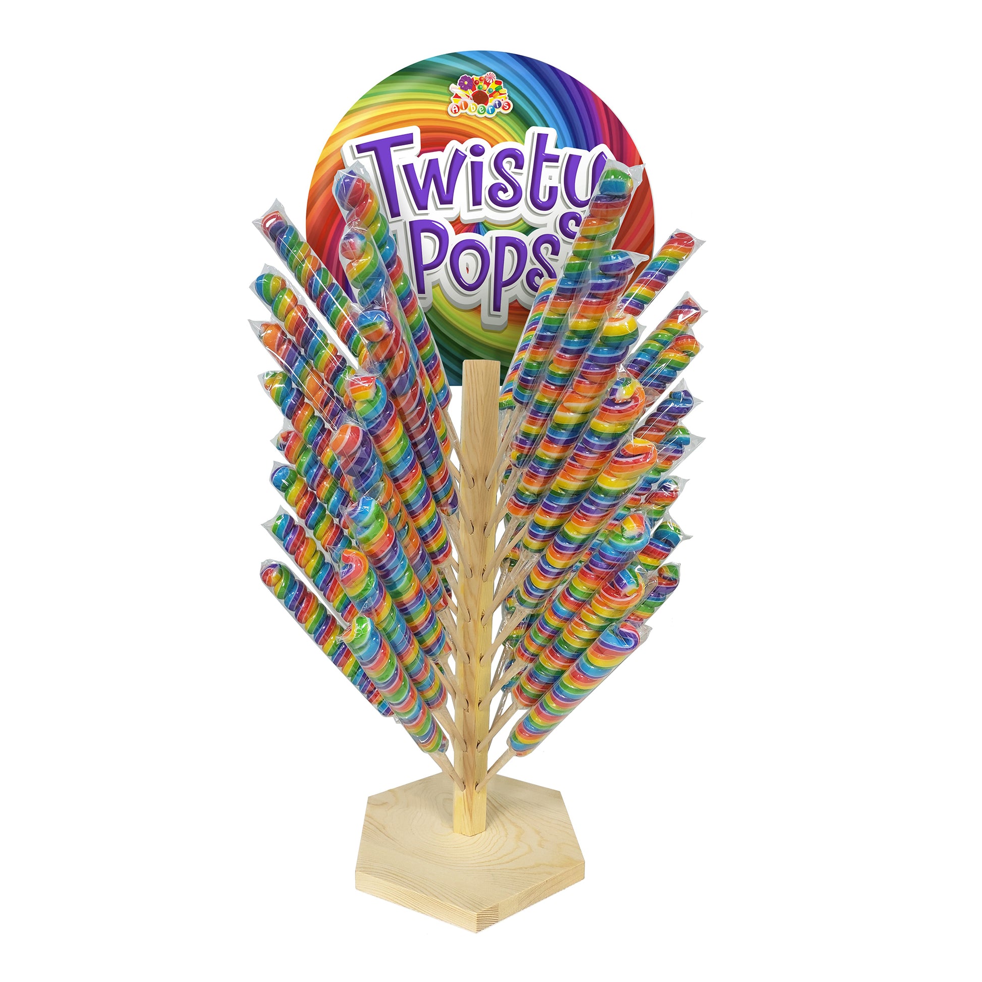 Alberts Twisty Pops w/Tree Stand 3oz Lollipop 48ct