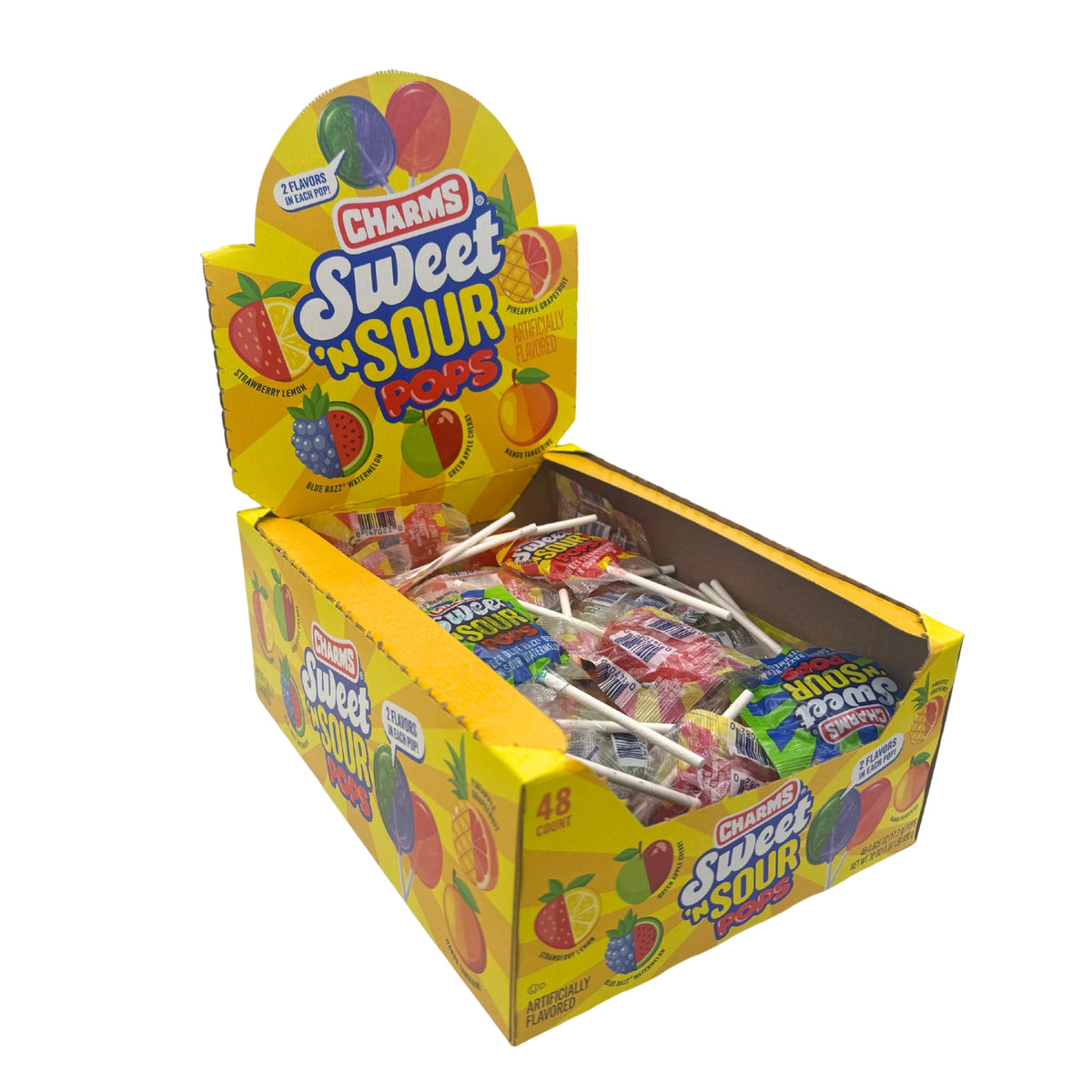 Charms Sweet & Sour Lollipops, 48ct Case